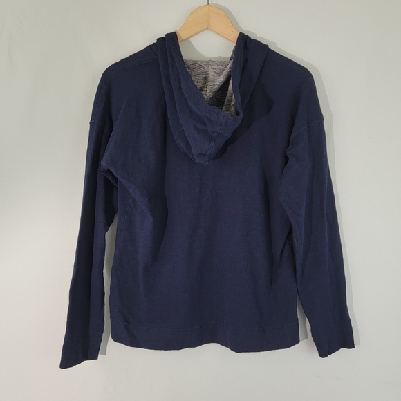 LRL Lauren Jeans Navy Blue Hooded Sweatshirt Women Sz M Drawstring - Picture 2 of 11